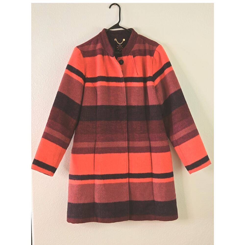 Isaac Mizrahi Live women's Purple Striped Peacoat size M